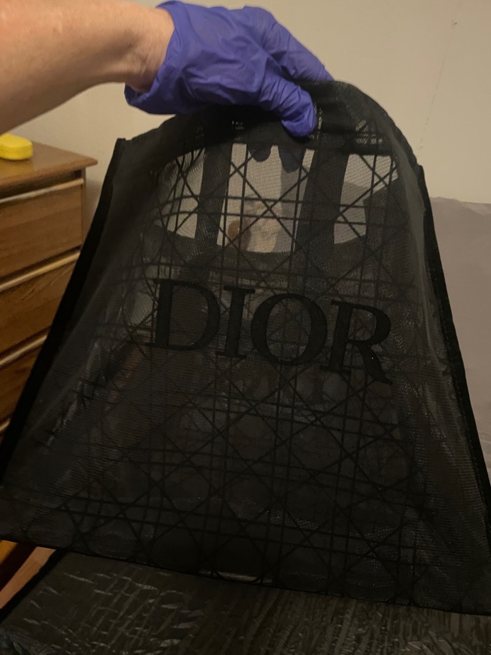Dior Black Monogram Mesh Tote - Picture 13 of 17